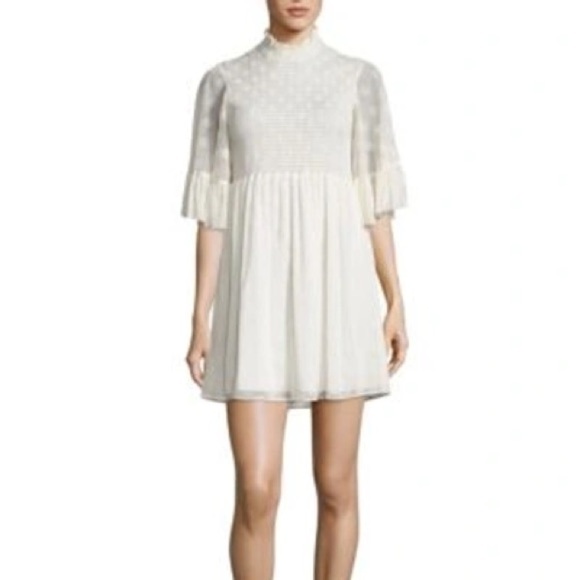 McQ by Alexander McQueen smocked polka dot tulle mini dress Ivory 44 - Picture 1 of 10